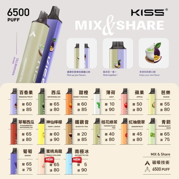 Kiss拋棄式電子煙6500口 凱斯KISS一次性6500口 正品現貨